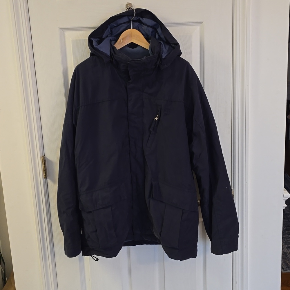 Timberland Men's Hooded Fleece Lined Blue Jacket Heavyweight Full Zip SZ Large